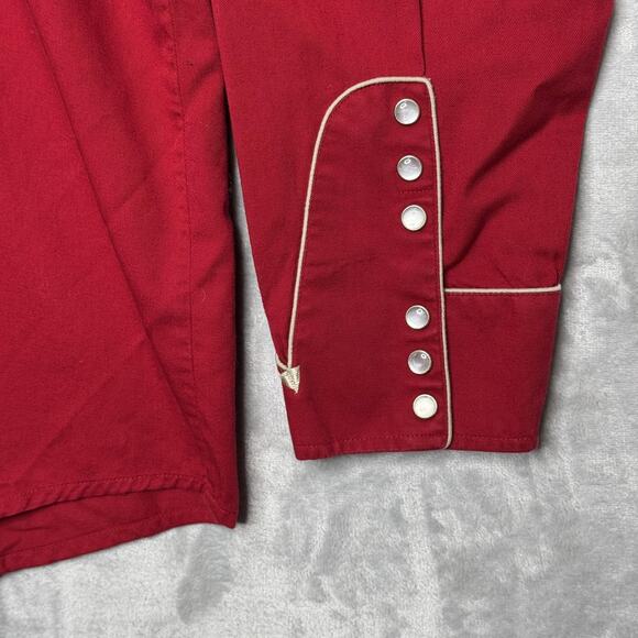 Larry Mahan Shirt Mens XL Red Western Pearl Snap Cowboy Collection Piping Yoke - Picture 4 of 12